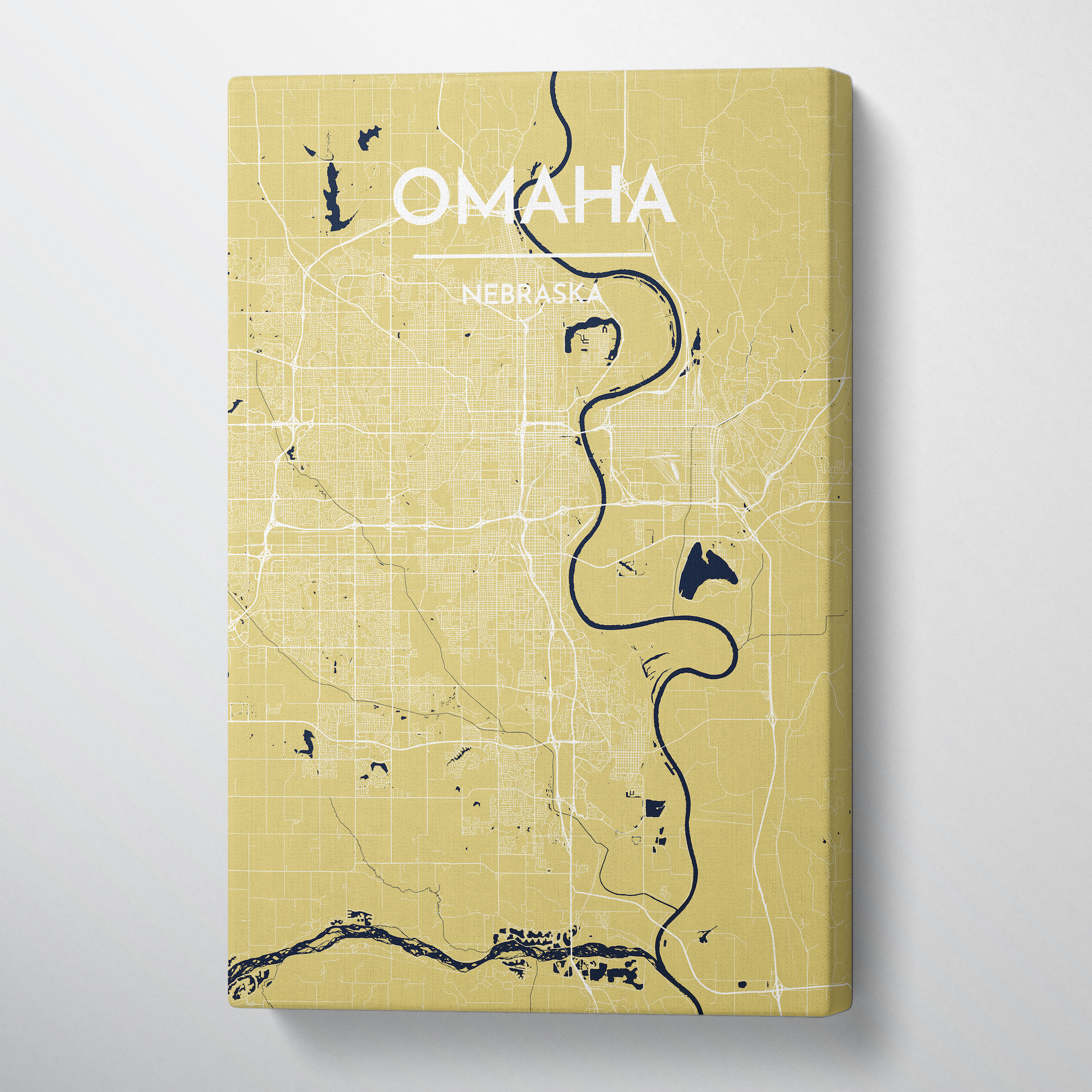 Omaha City Map Canvas Wrap - Point Two Design