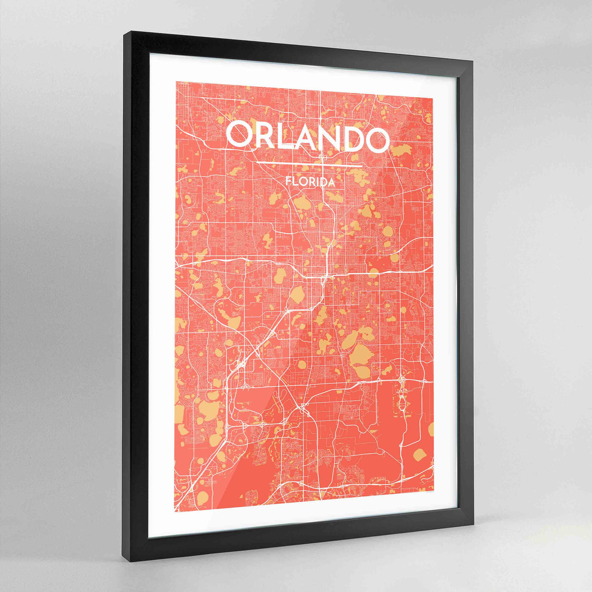 Framed Orlando City Map Art Print - Point Two Design