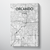 Orlando City Map Canvas Wrap - Point Two Design - Black & White Print