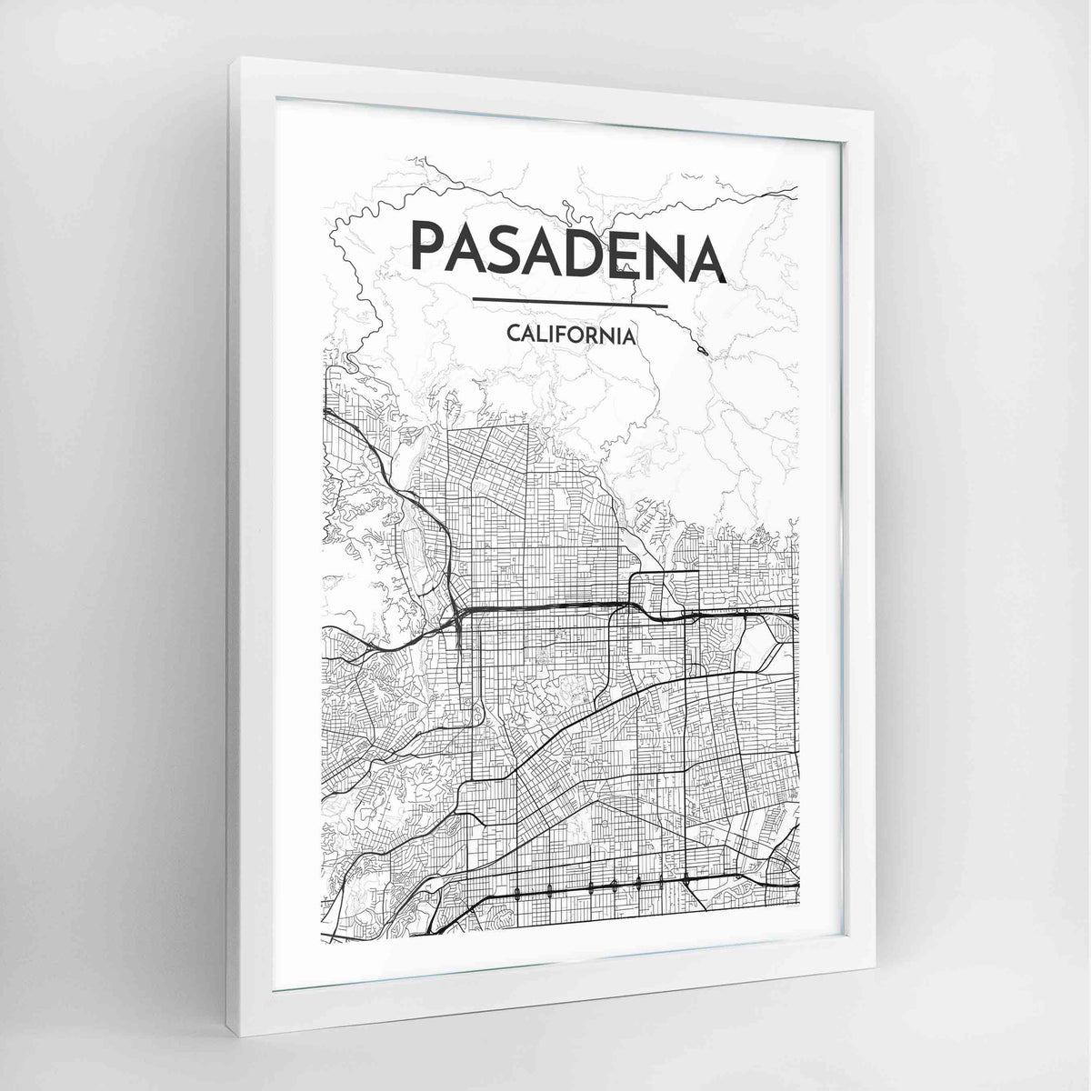 Pasadena Map Art Print - Framed