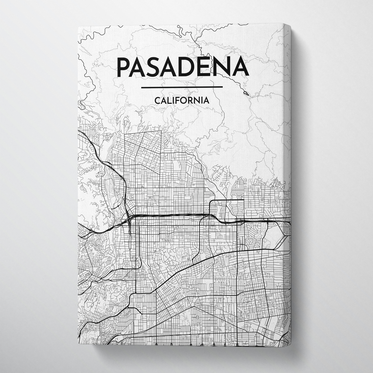 Pasadena Map Art - Canvas Wrap