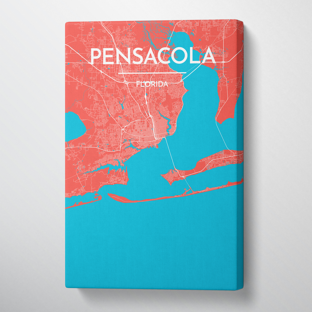 Pensacola City Map Canvas Wrap - Point Two Design