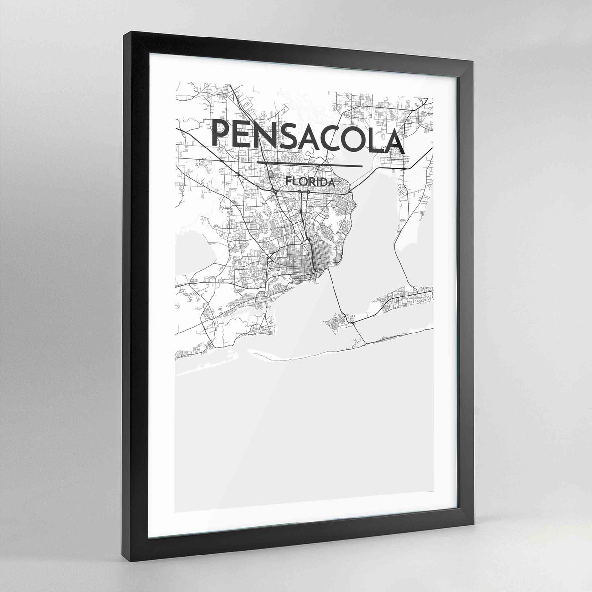 Pensacola Map Art Print - Framed