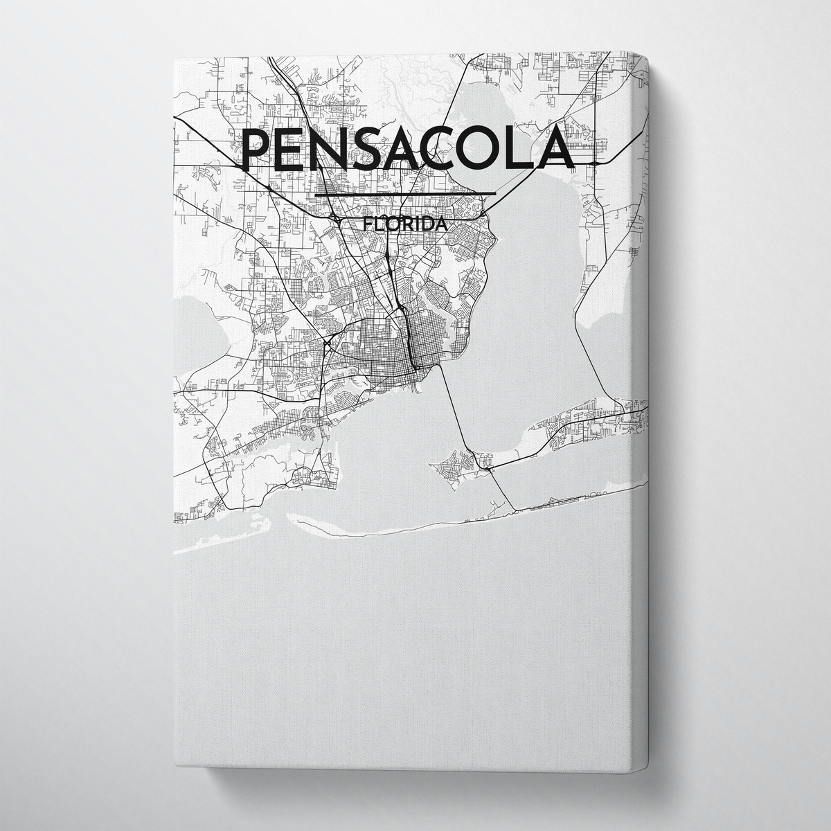 Pensacola Map Art - Canvas Wrap