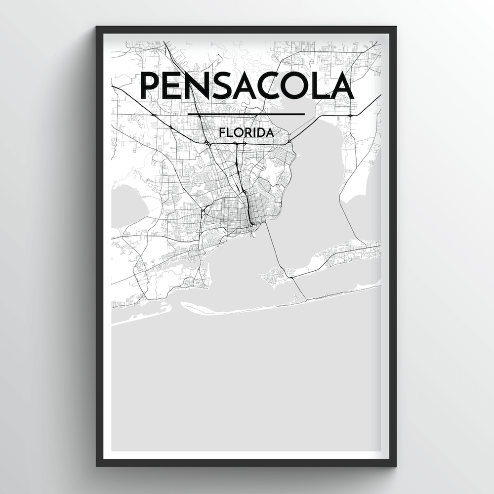 Pensacola Map Art Print - Point Two Design