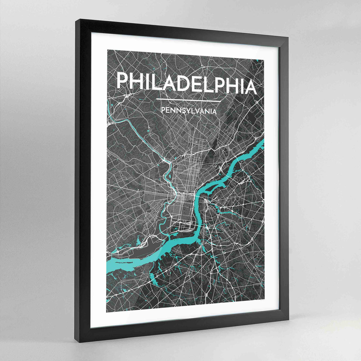 Framed Philadelphia City Map Art Print - Point Two Design