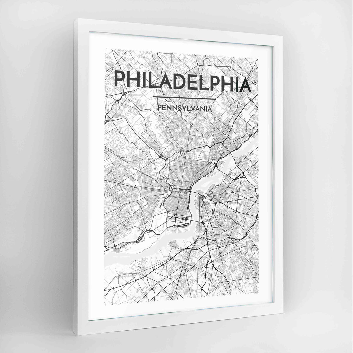 Philadelphia Map Art Print - Framed