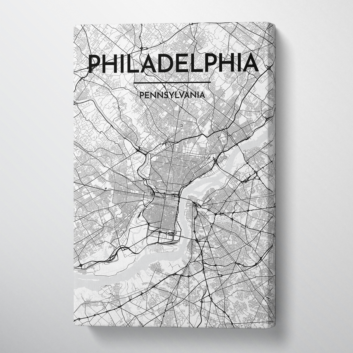 Philadelphia Map Art - Canvas Wrap