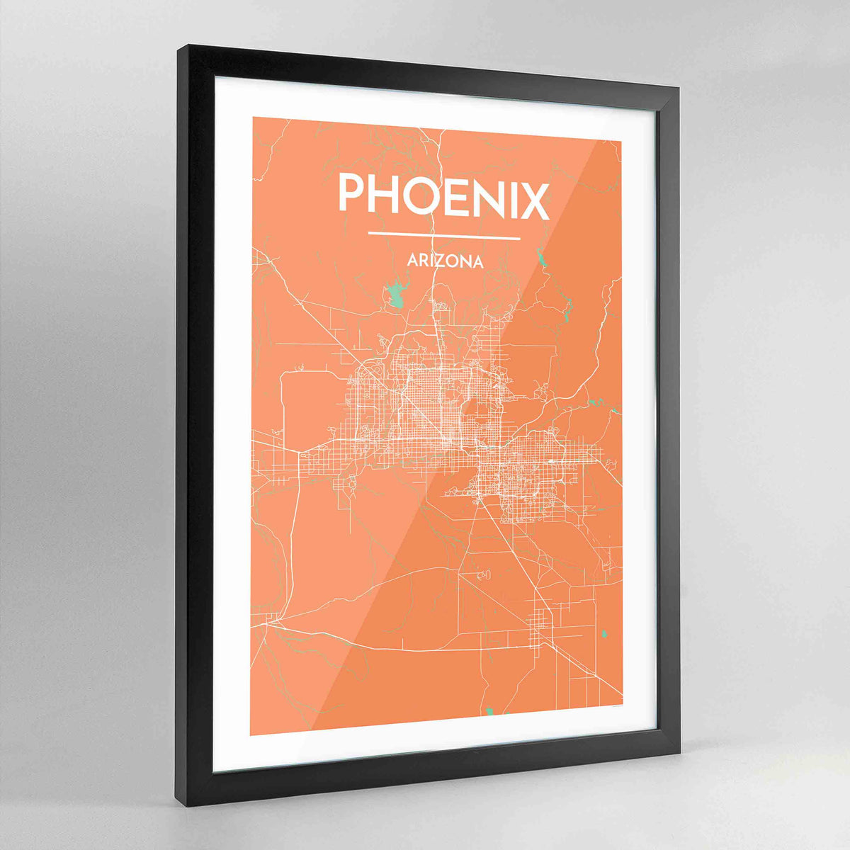 Framed Phoenix City Map Art Print - Point Two Design