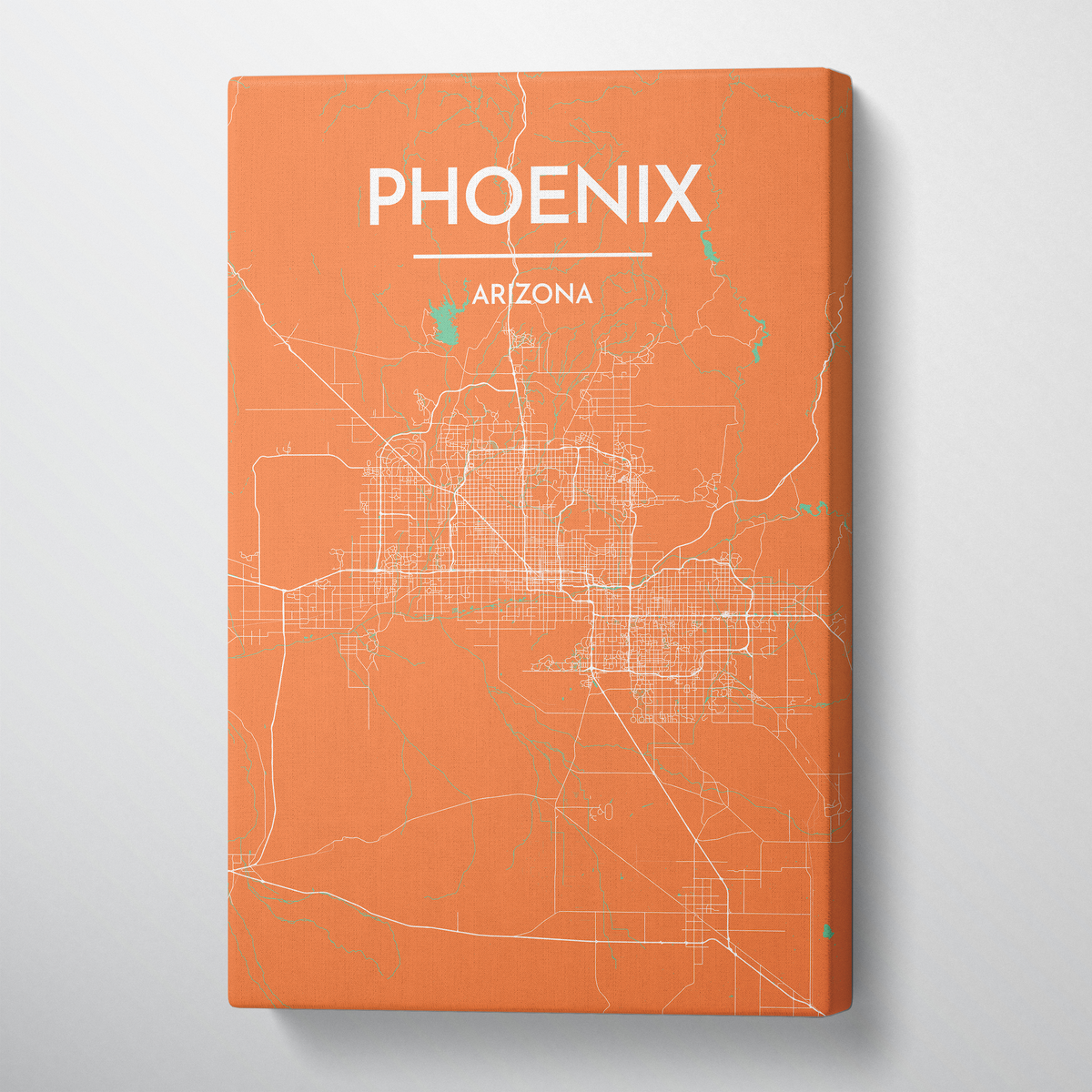 Phoenix City Map Canvas Wrap - Point Two Design