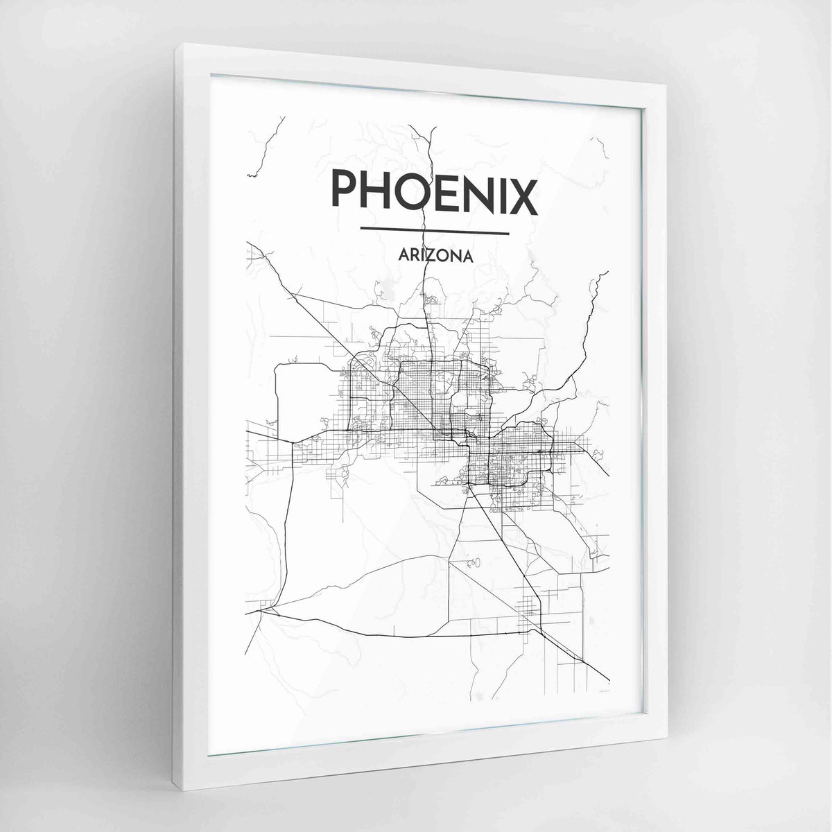 Phoenix Map Art Print - Framed