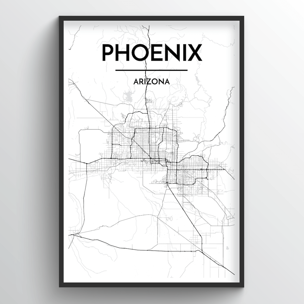 Phoenix Map Art Print - Point Two Design