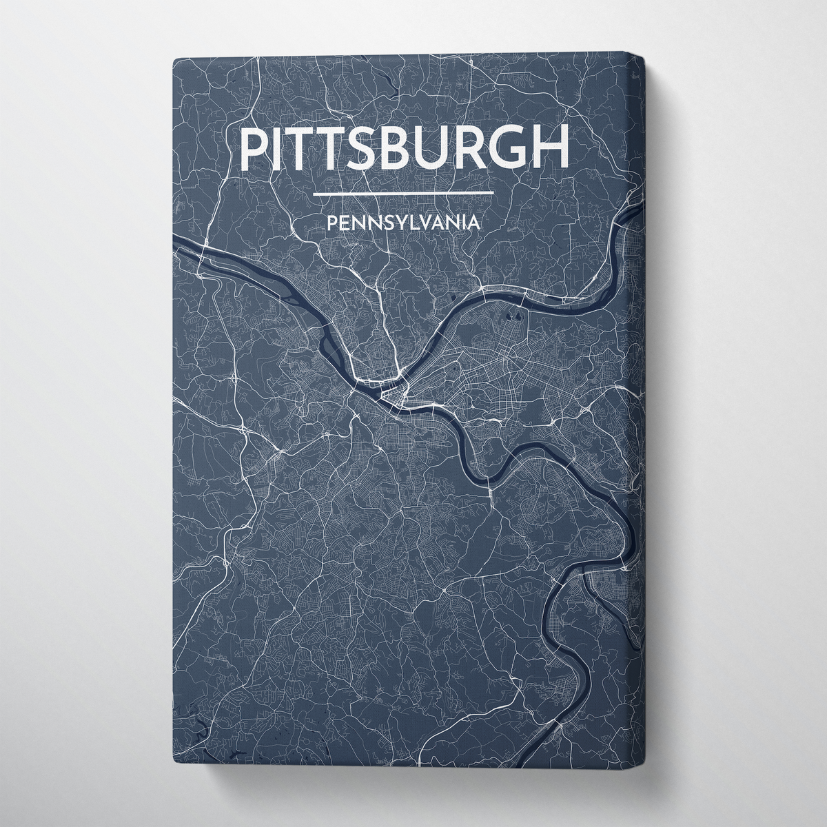 Pittsburgh City Map Canvas Wrap - Point Two Design