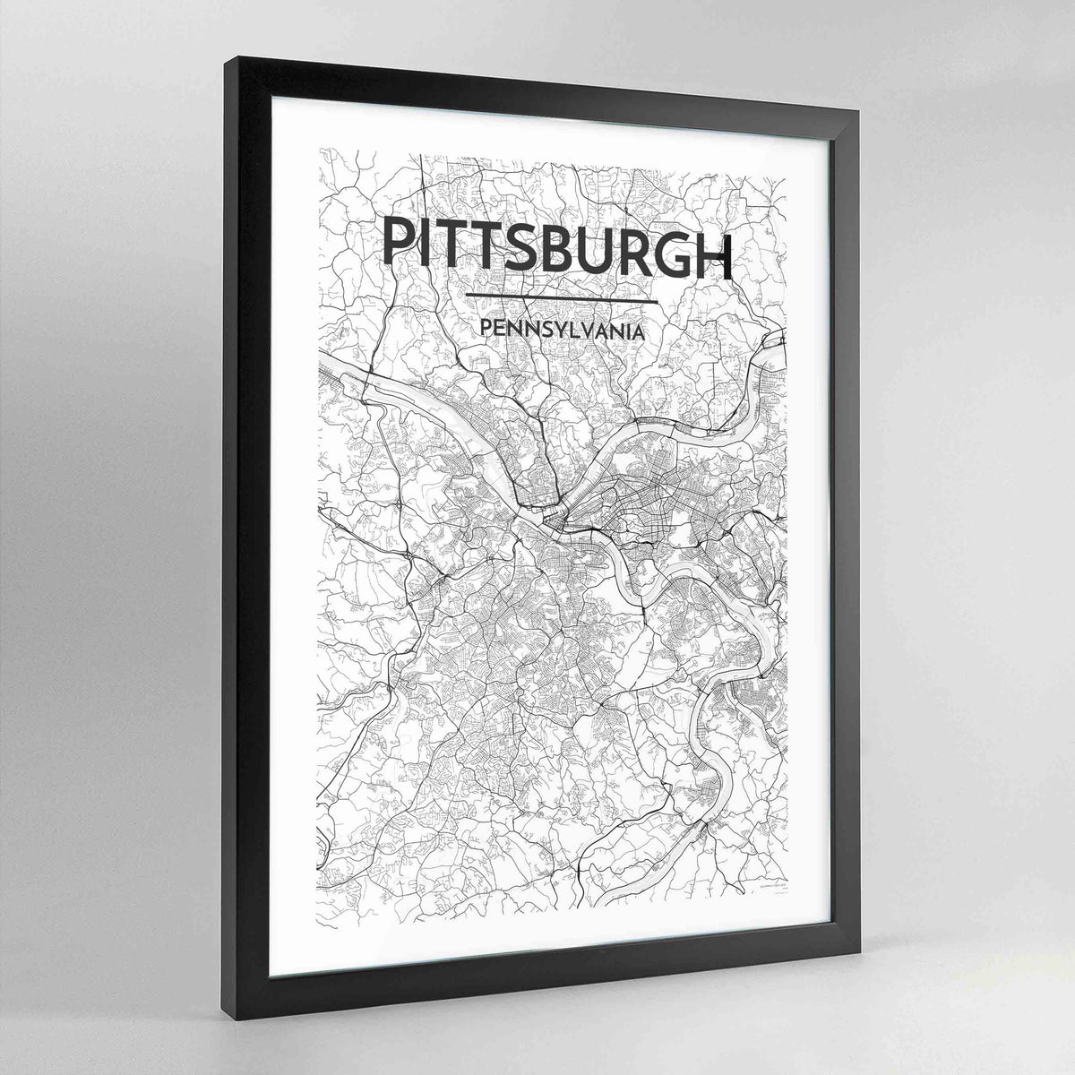 Pittsburgh Map Art Print - Framed