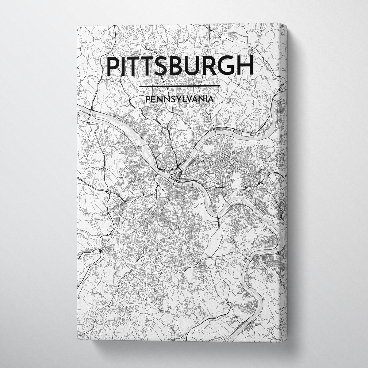 Pittsburgh Map Art - Canvas Wrap