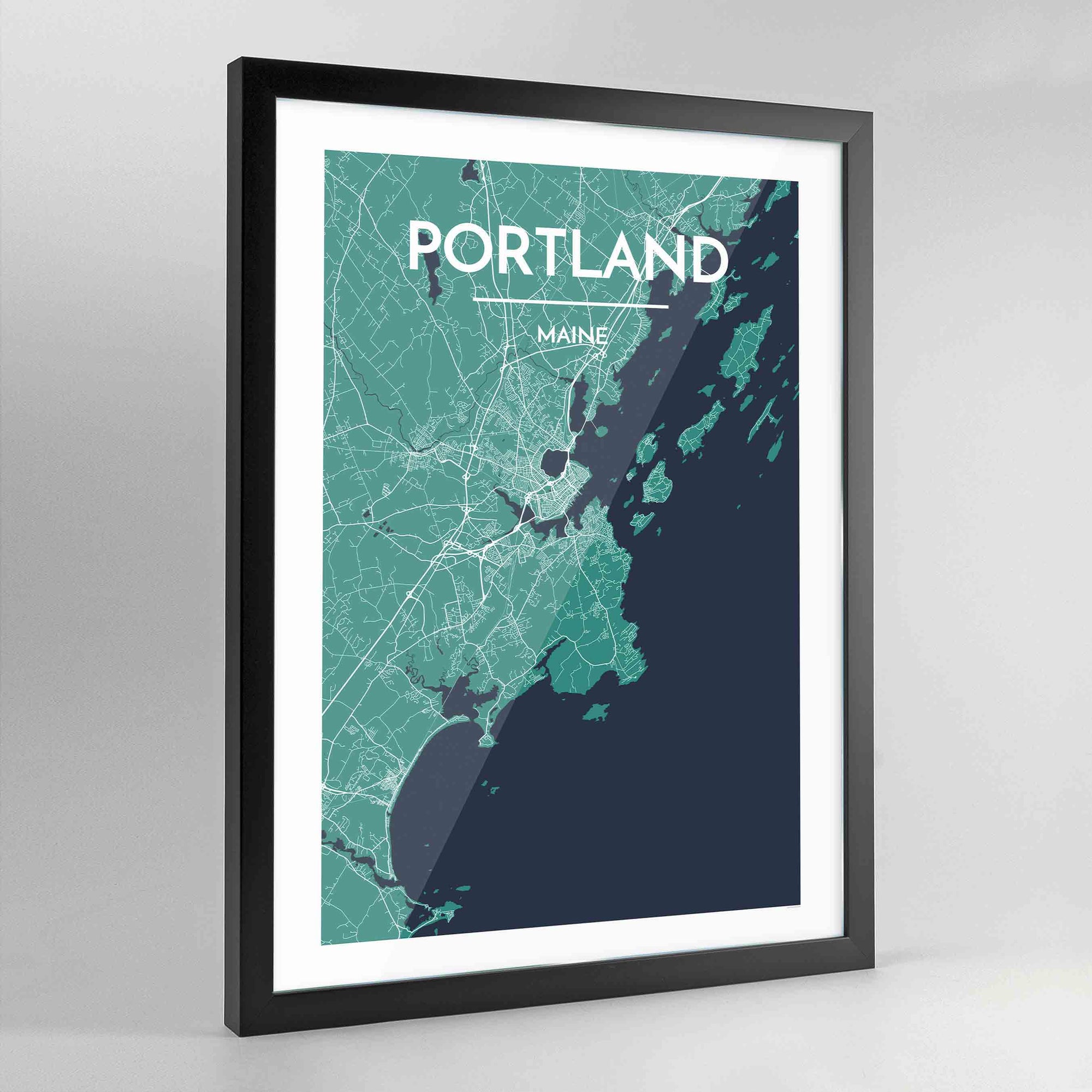 Framed Portland - Maine City Map Art Print - Point Two Design