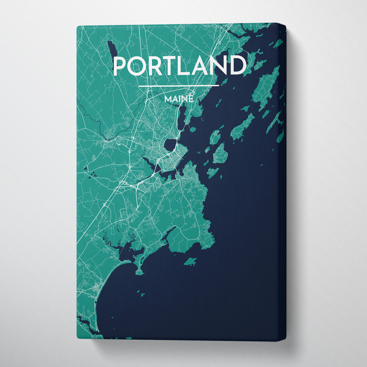 Portland - Maine City Map Canvas Wrap - Point Two Design