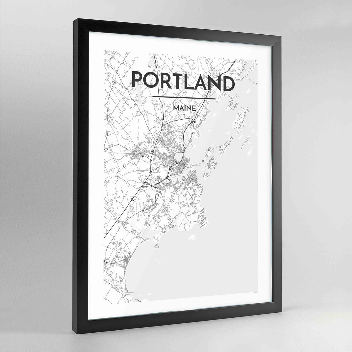 Portland - Maine Map Art Print - Framed