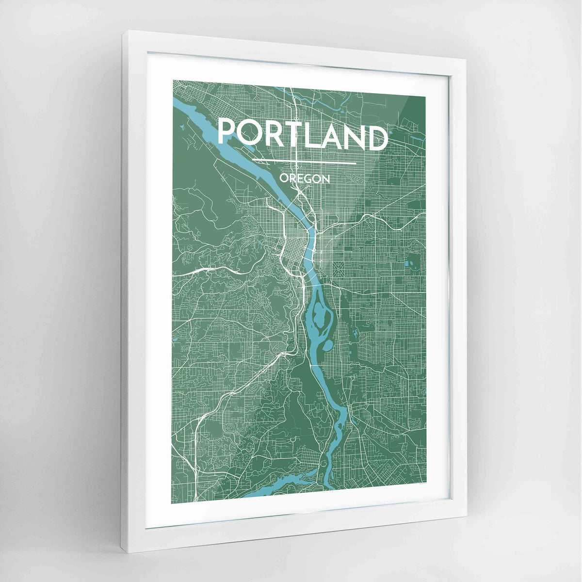 Portland - Oregon Map Art Print - Framed