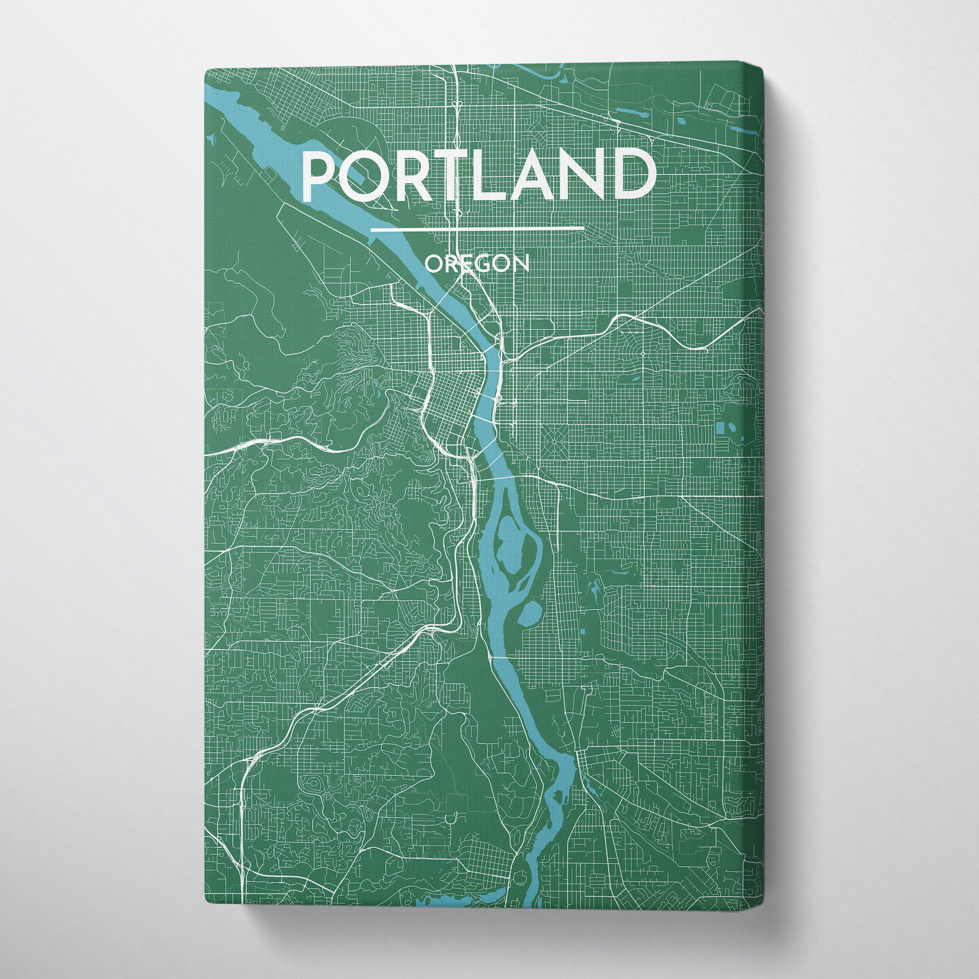 Portland - Oregon City Map Canvas Wrap - Point Two Design