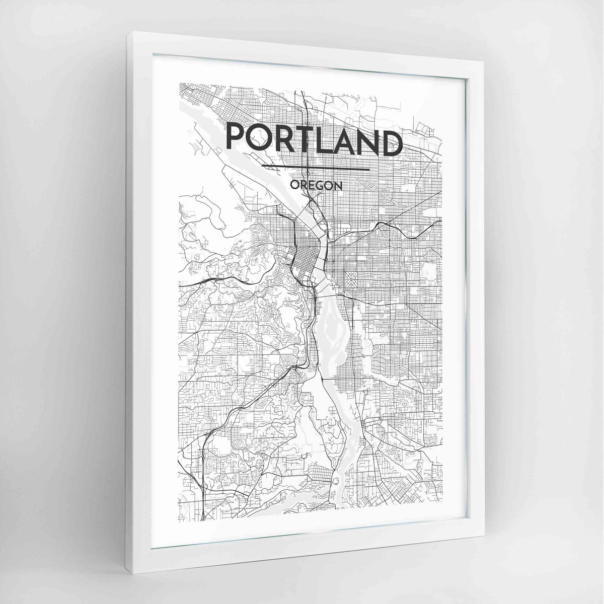 Portland - Oregon Map Art Print - Framed