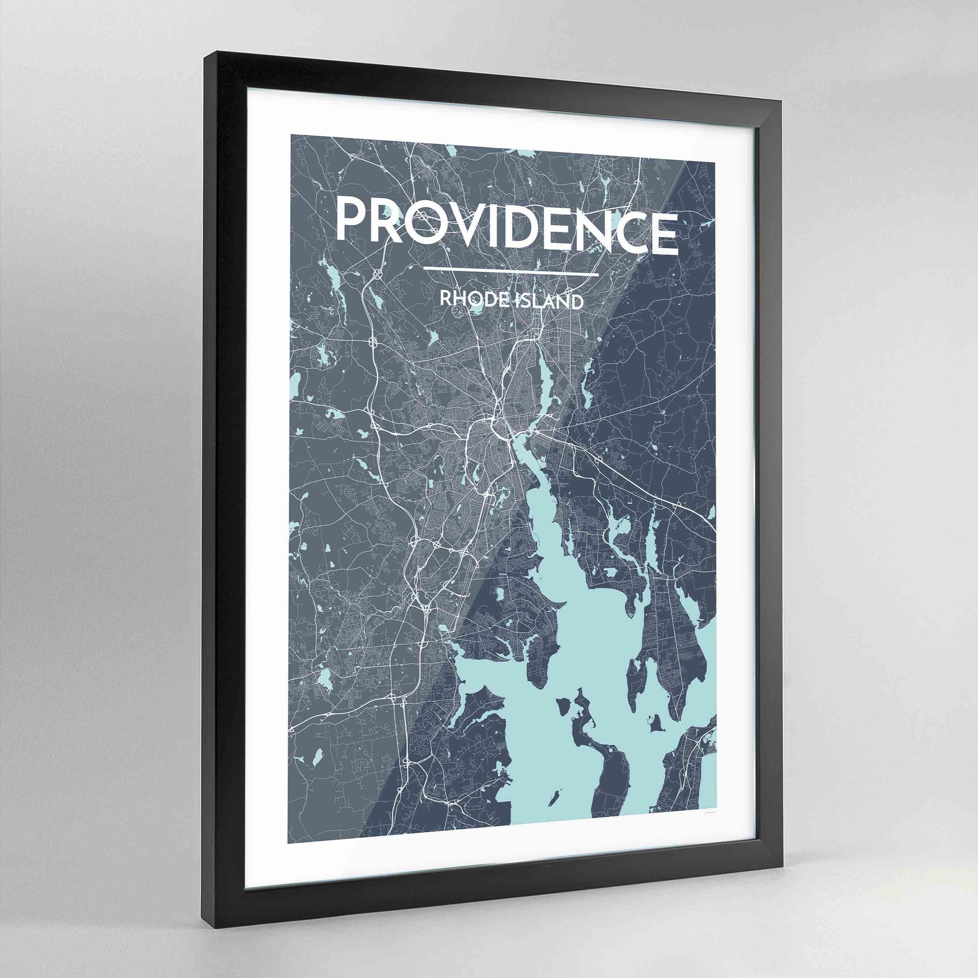 Framed Providence City Map Art Print - Point Two Design