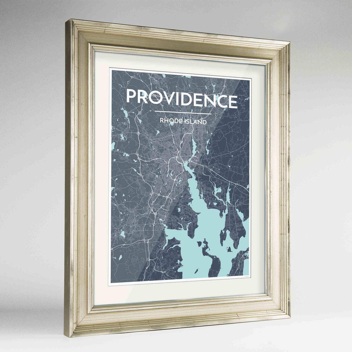 Framed Providence Map Art Print 24x36&quot; Champagne frame Point Two Design Group