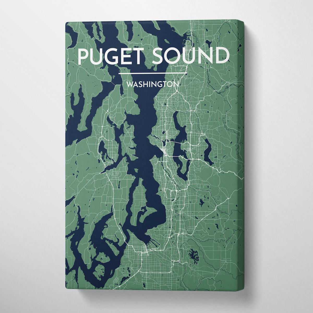 Puget Sound Map Art Print Map Canvas Wrap - Point Two Design