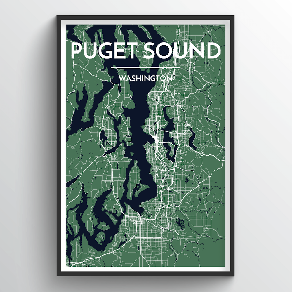 Puget Sound Map Art Print - Point Two Design