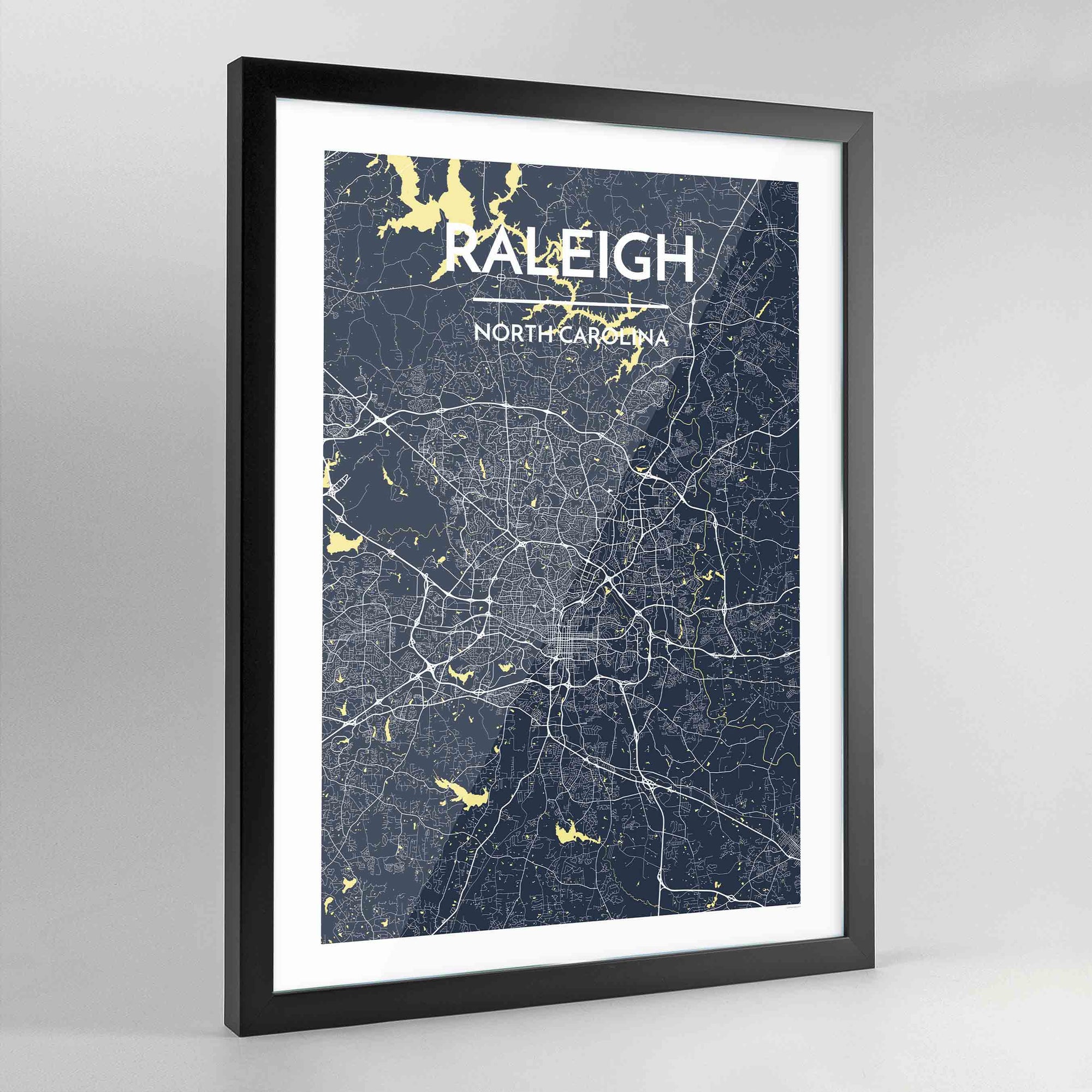 Framed Raleigh City Map Art Print - Point Two Design