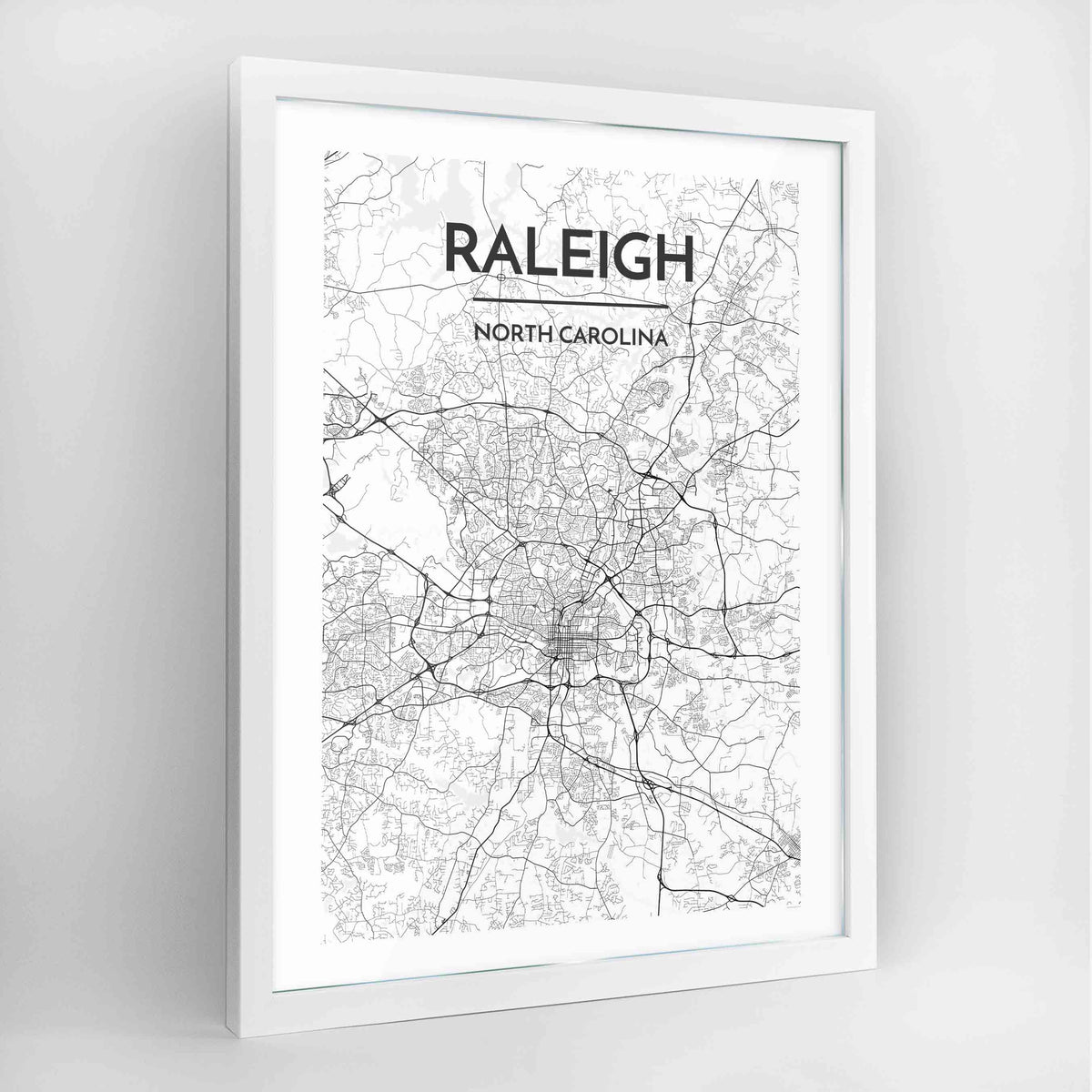 Raleigh Map Art Print - Framed