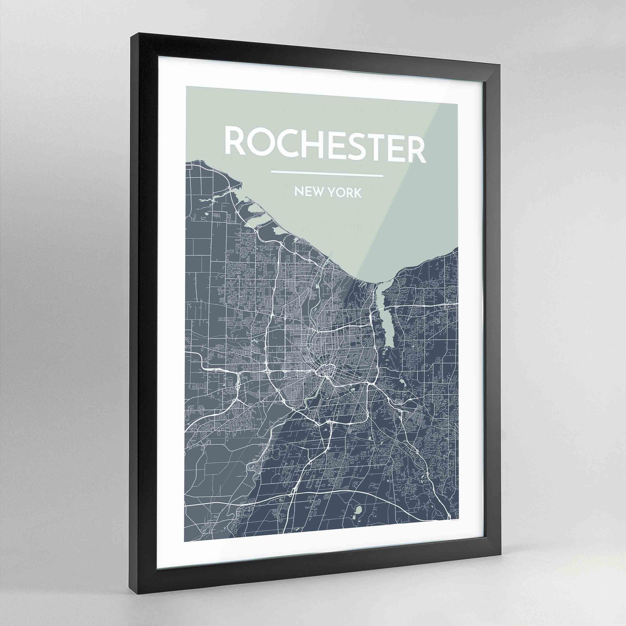 Framed Rochester City Map Art Print - Point Two Design