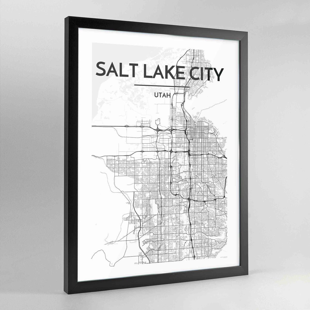Salt Lake Map Art Print - Framed