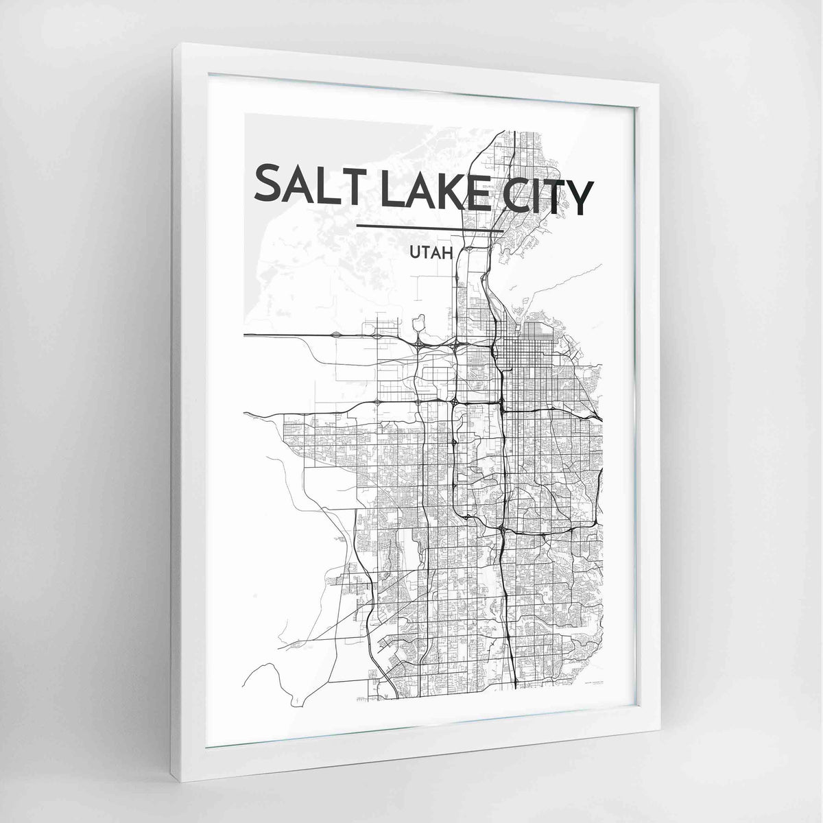 Salt Lake Map Art Print - Framed