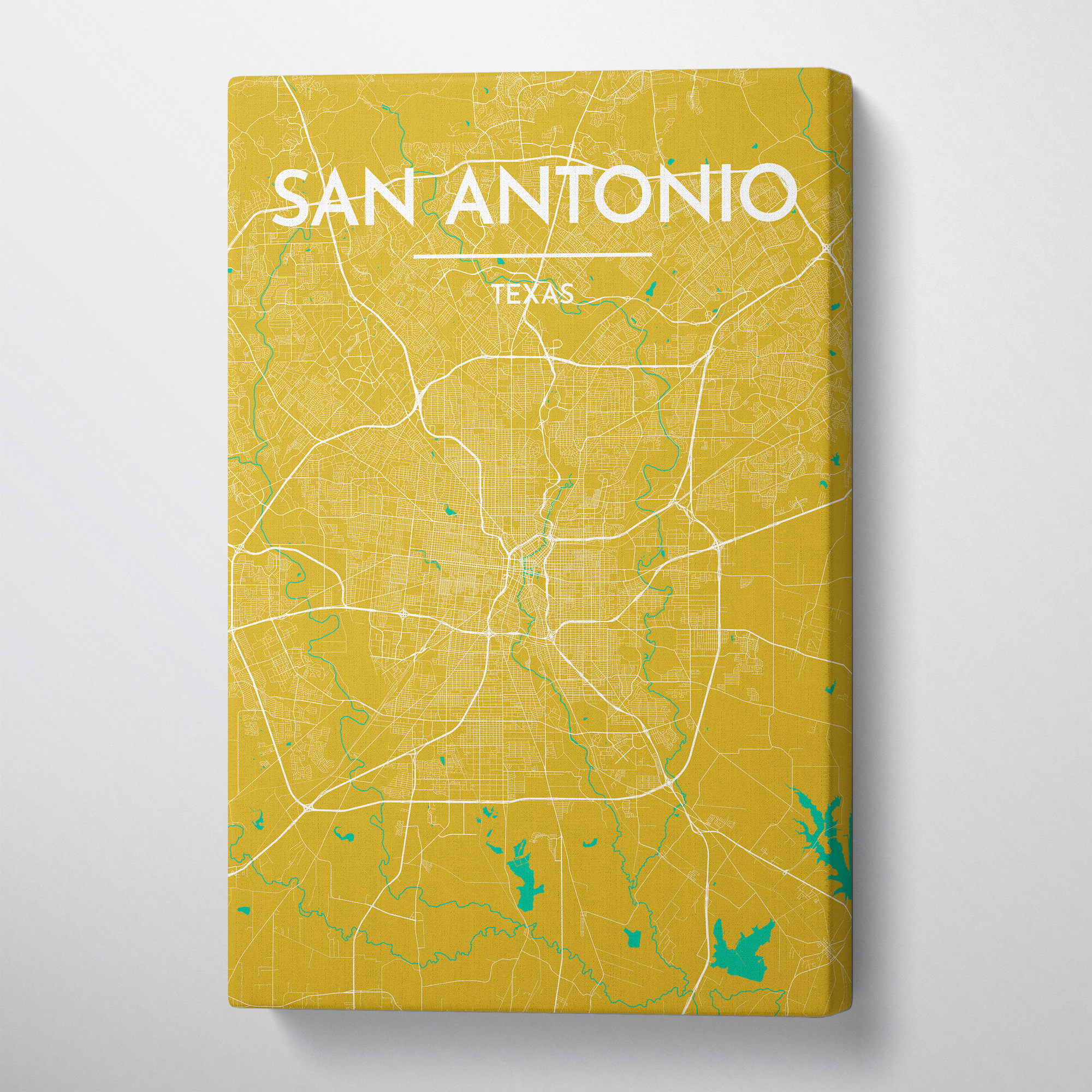 San Antonio City Map Canvas Wrap - Point Two Design