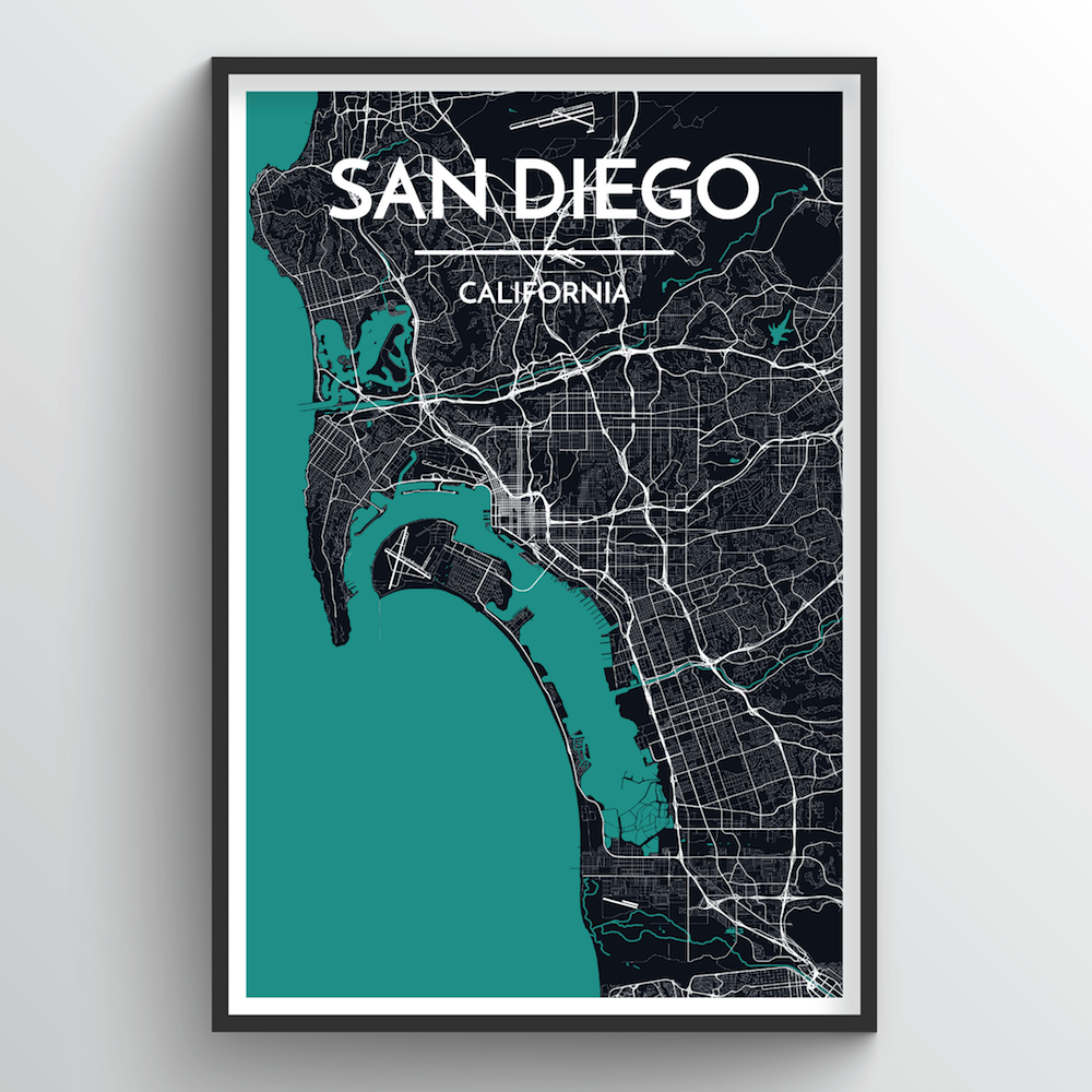San Diego Map Art Print - Point Two Design