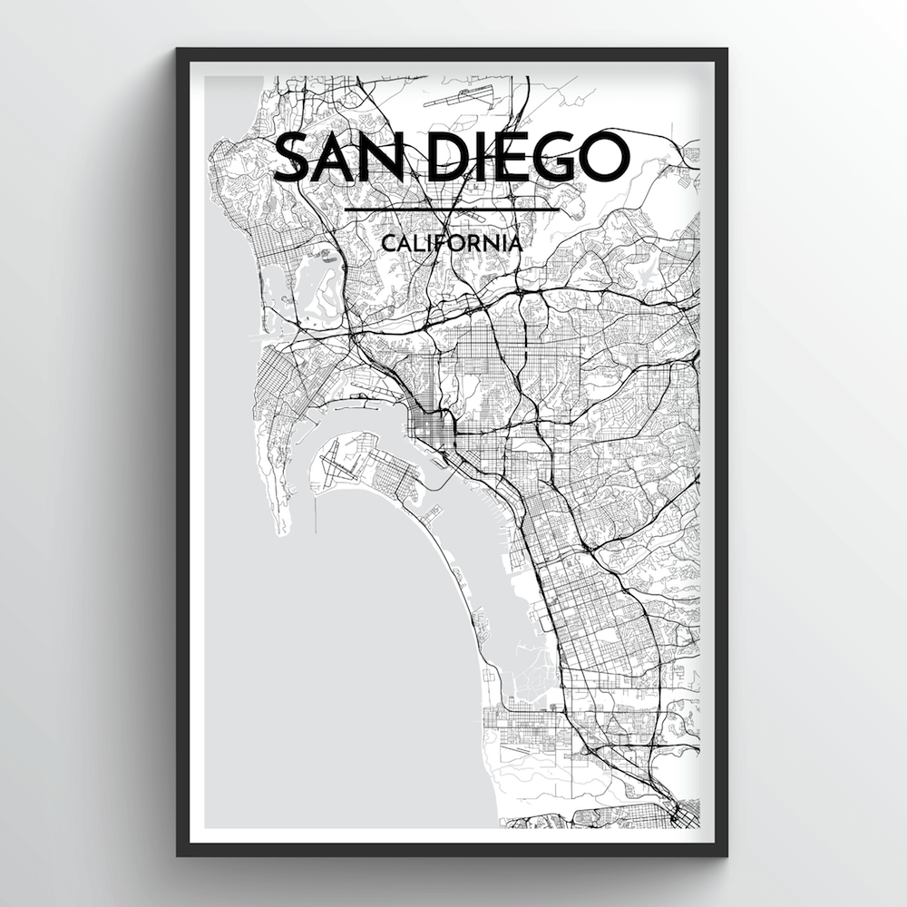 San Diego Map Art Print - Point Two Design
