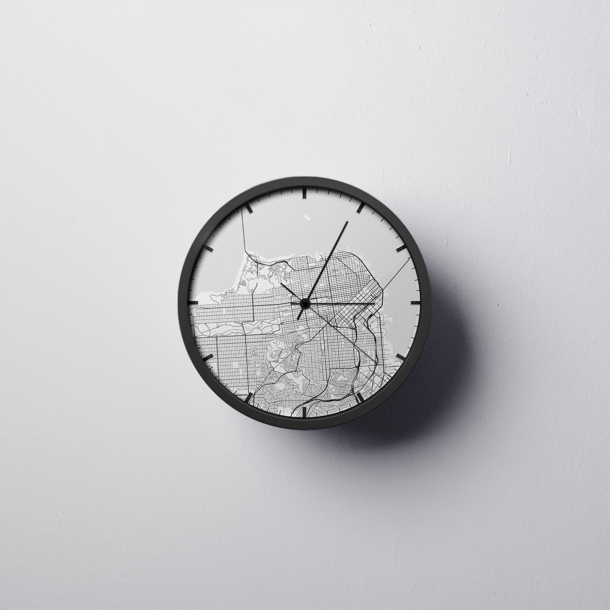 San Francisco Modern Wall Clocks - City Map Wall Clocks - Point