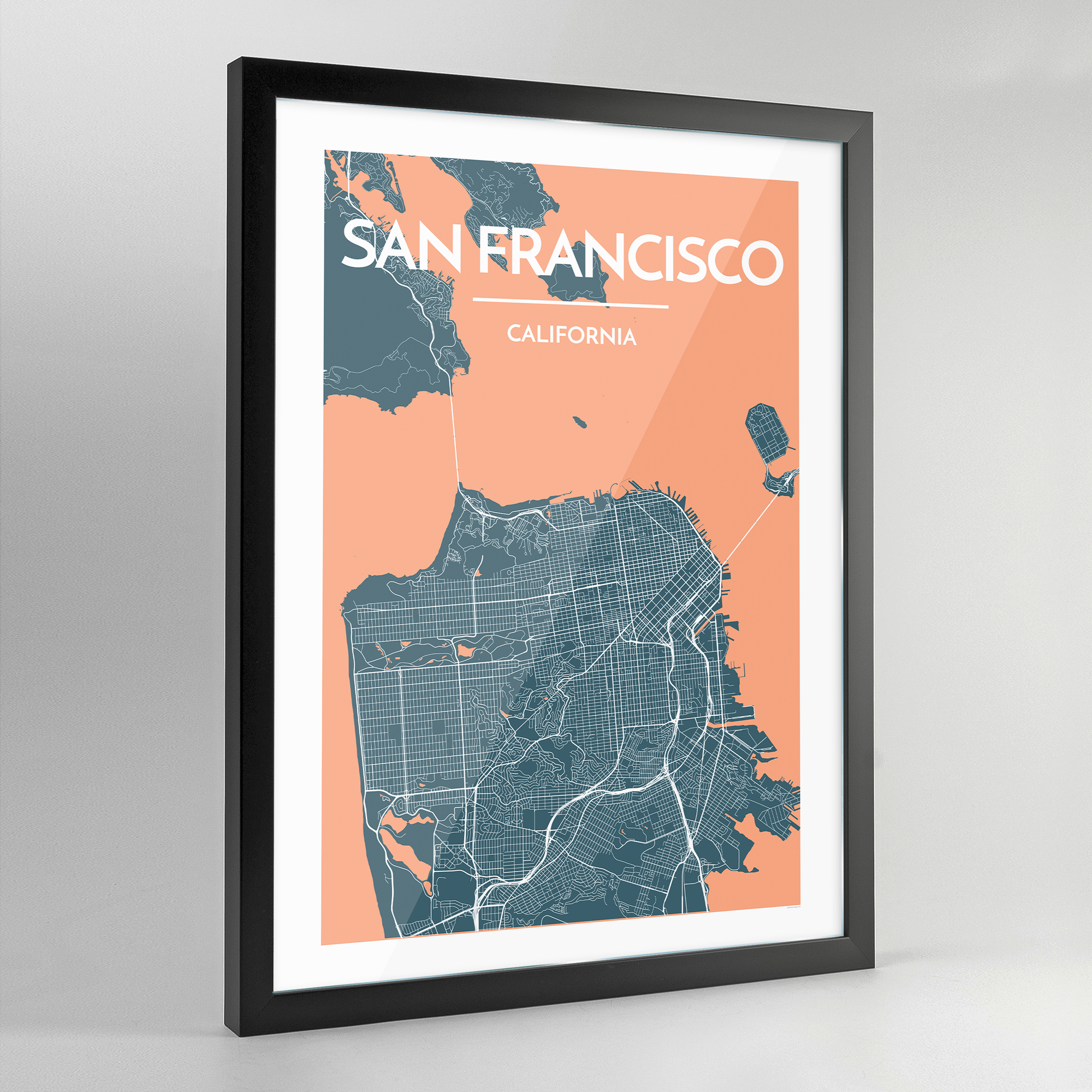 Framed San Francisco City Map Art Print - Point Two Design