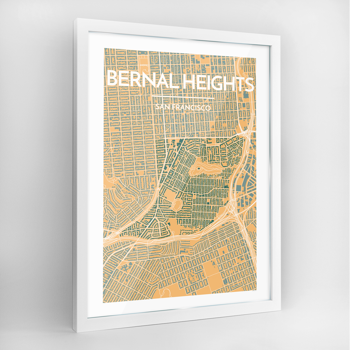 Bernal Heights San Francisco Map Art Print - Framed