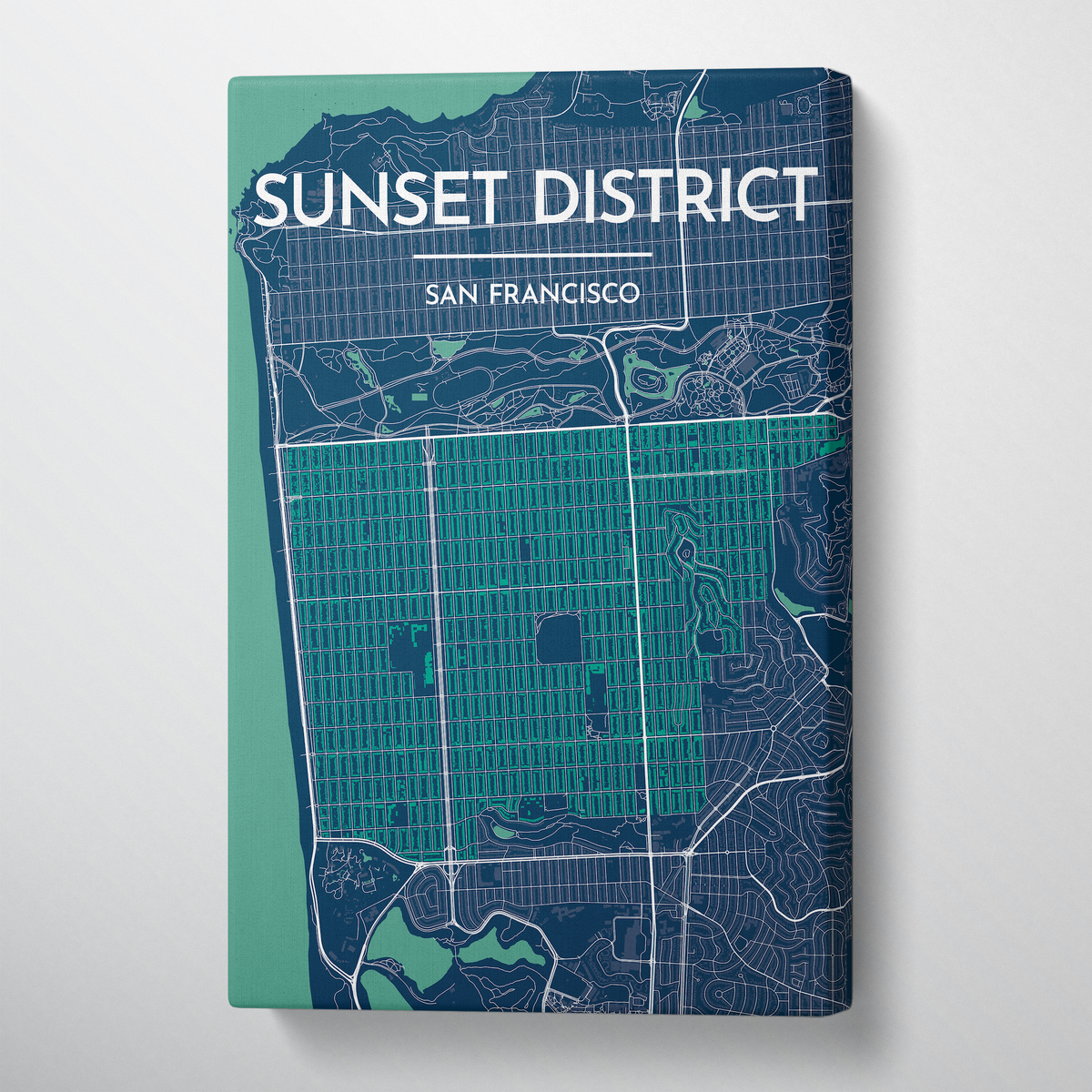 The Sunset District San Francisco City Map Canvas Wrap - Point Two Design