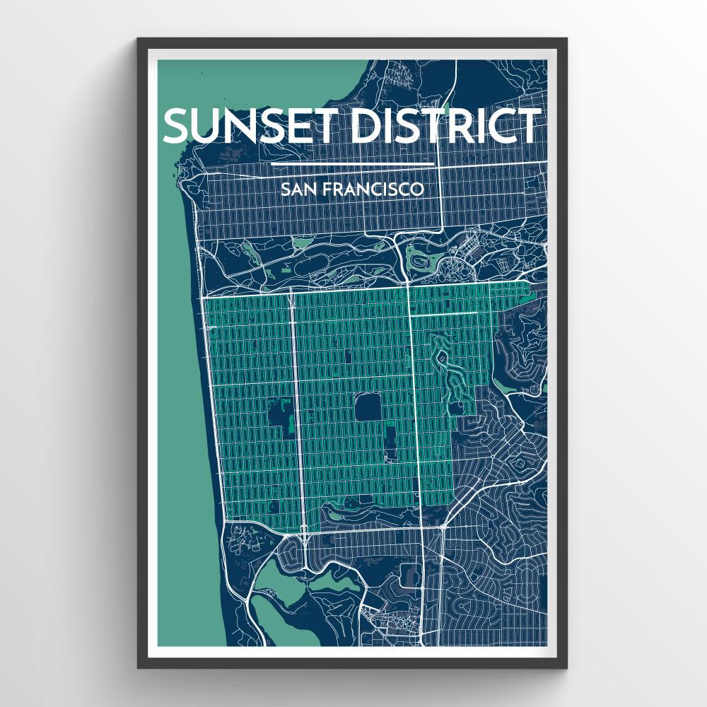 The Sunset District San Francisco Map Art Print - Point Two Design