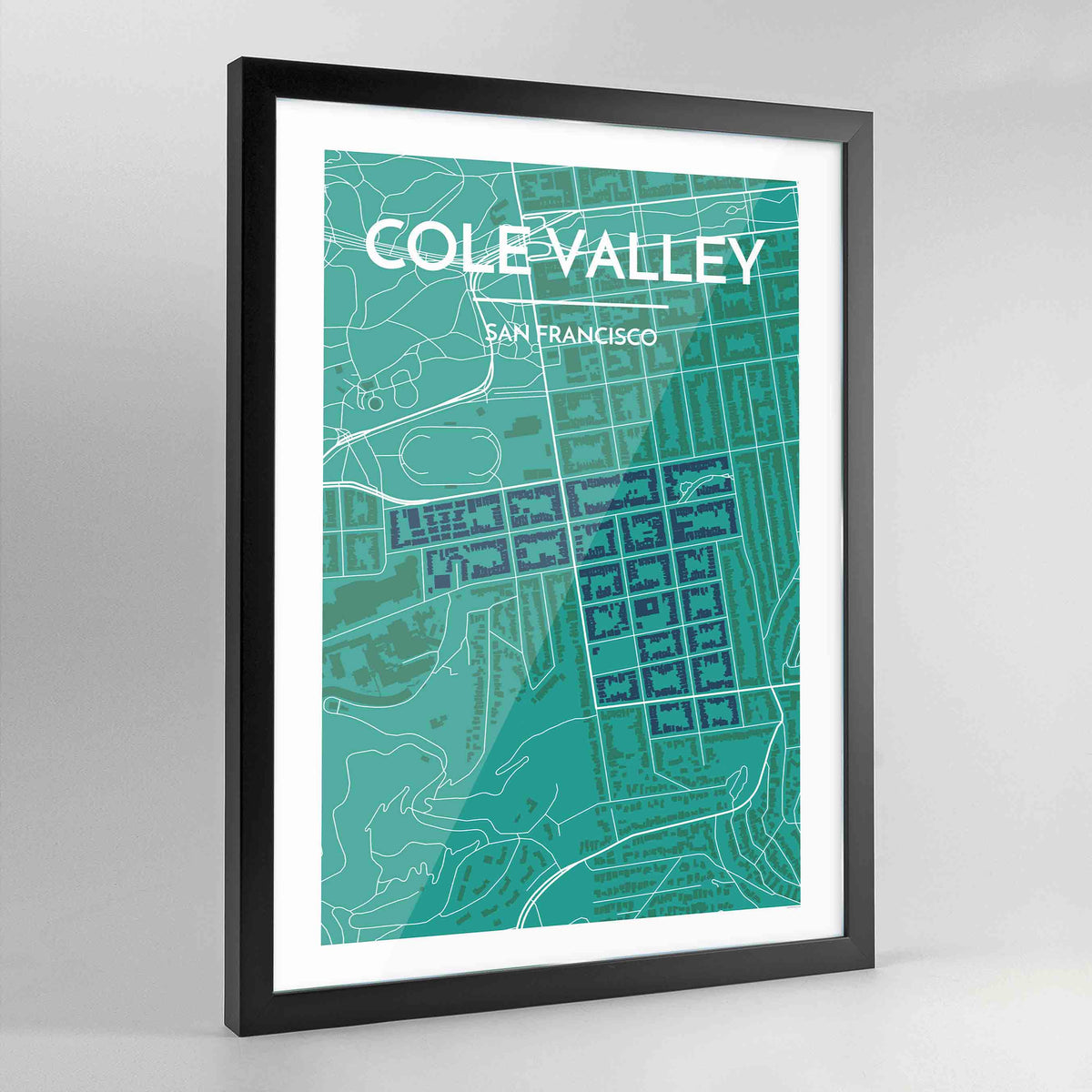 Framed Cole Valley San Francisco Map Art Print - Point Two Design