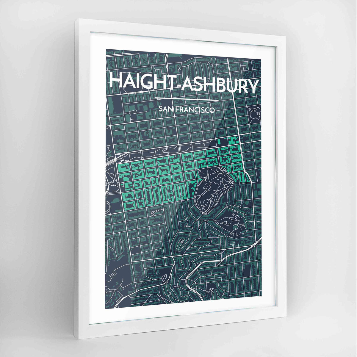 Haight-Ashbury San Francisco Map Art Print- Framed