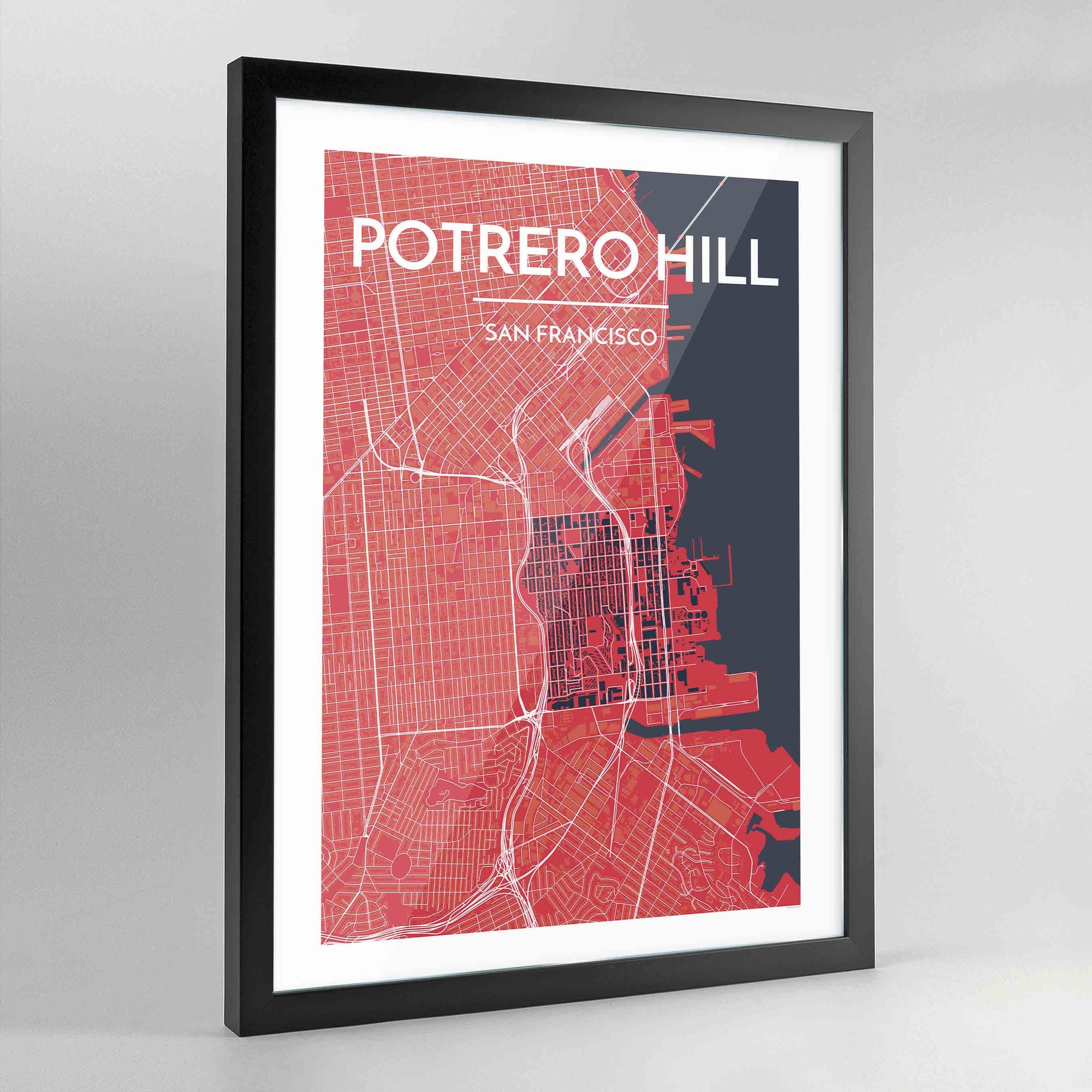 Framed Potrero Hill San Francisco City Map Art Print - Point Two Design