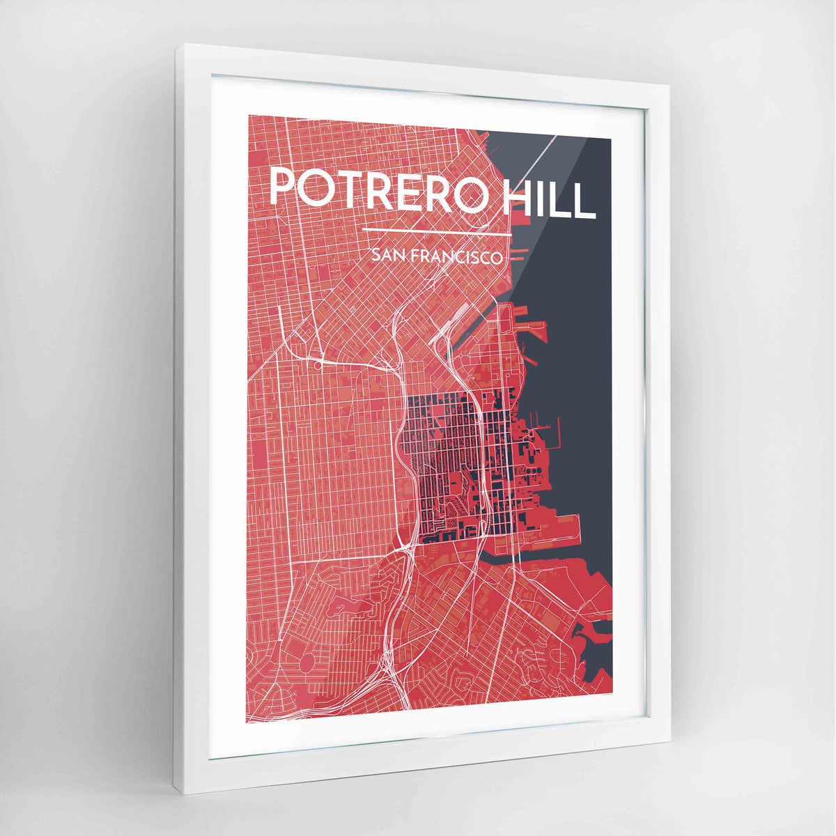 Potrero Hill San Francisco Map Art Print - Framed