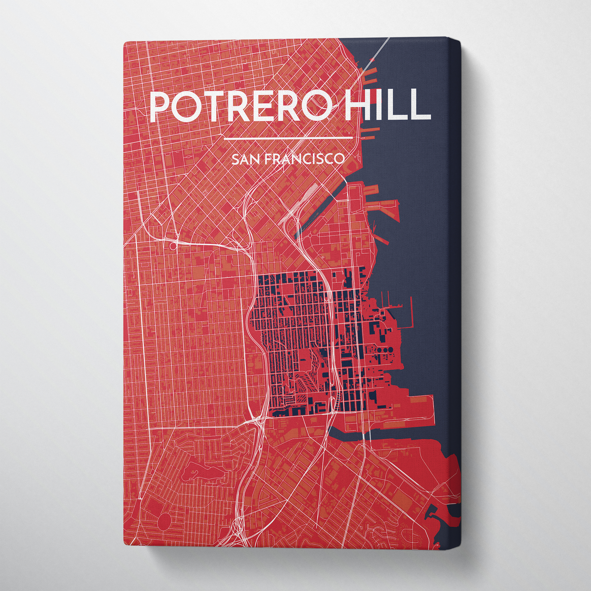 Potrero Hill San Francisco City Map Canvas Wrap - Point Two Design
