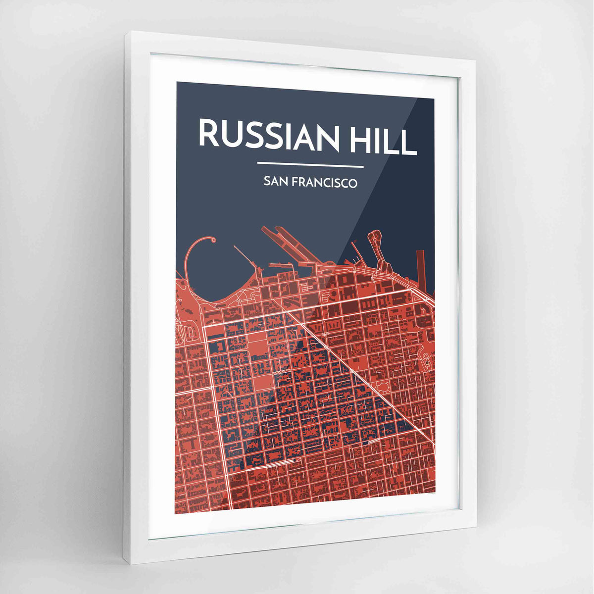Russian Hill San Francisco Map Art Print - Framed