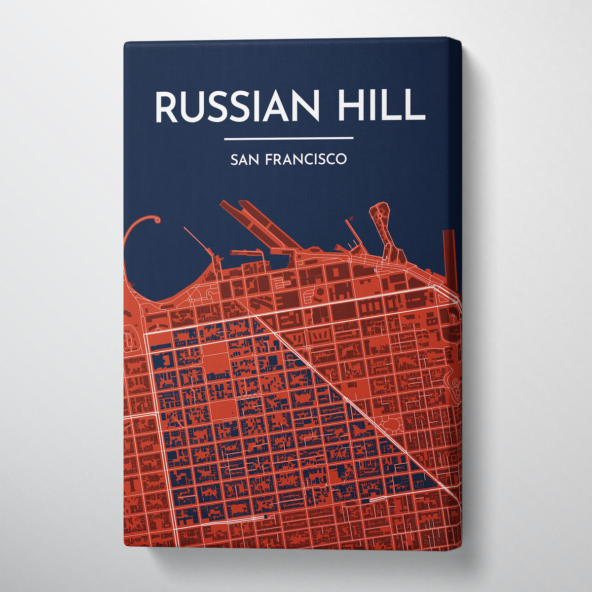 Russian Hill San Francisco City Map Canvas Wrap - Point Two Design