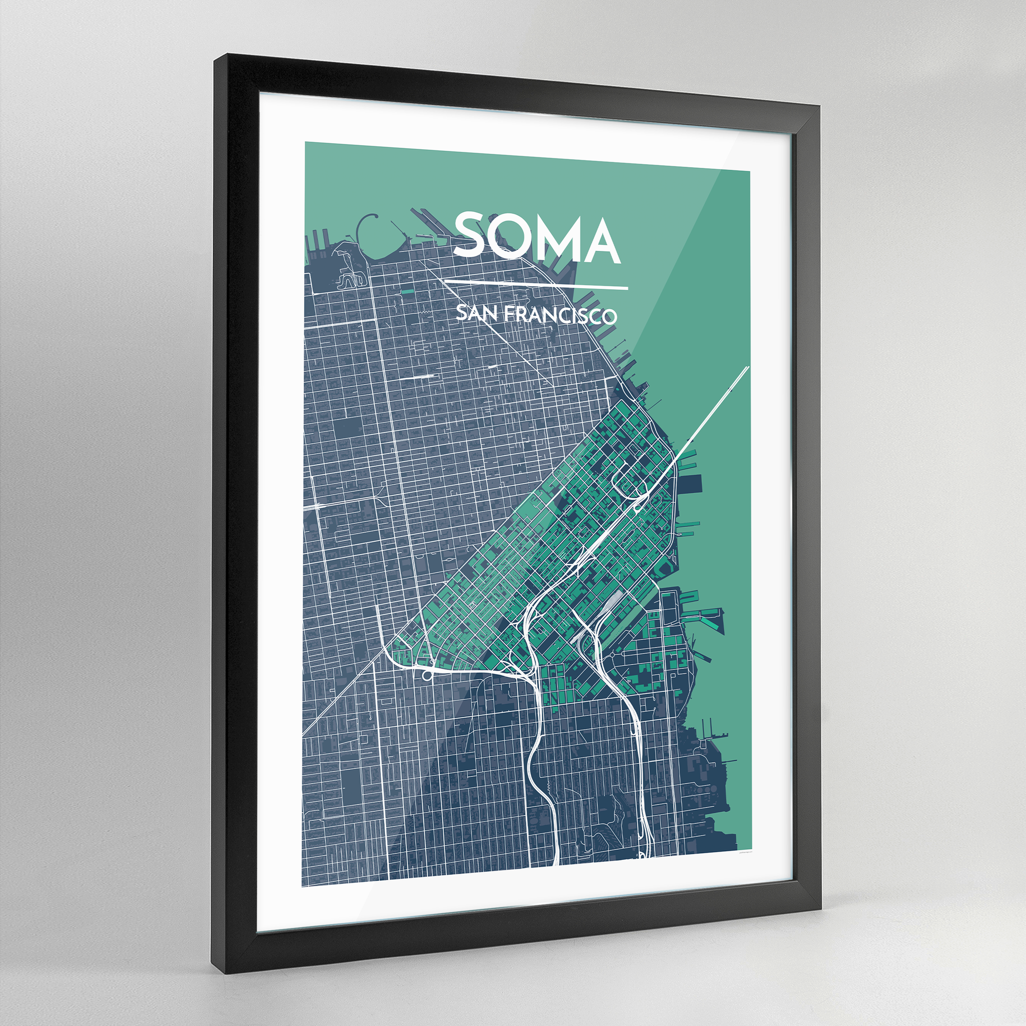 Framed SOMA San Francisco City Map Art Print - Point Two Design